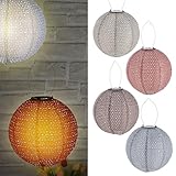 LED Solar Lampion 4er Set | Polyester Kunststoff Ø25cm 4 Farben | Laterne zum...