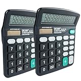 Nutabevr 2er-Pack 12 stelliger Taschenrechner mit Dual-Power (Solar und Batterie), büro...