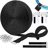 12.5m Klettband Kabelbinder mit 50 Metallschnalle Set, Frei Zuschneidbar Klettverschluss...