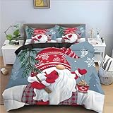 QBIDCSX Bettwäsche 155x220 Bettbezug Set 3teilig Weihnachten Bettbezug mit...