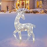 Rentiere Weihnachten Deko Aussen, Weihnachtsdeko Aussen, LED Rentier Familie, Groß...