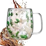 Doppelwandige Glastassen, Teetasse, Kaffee, getrocknete Blume, doppelwandige Tasse –...