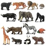 TOYMANY 14 Stück Tiere-Figuren Set Wald Spielfiguren Spielzeug Dschungeltierfigur...