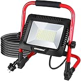 LED Baustrahler 50W, HYCHIKA LED Flutlicht 5500 LM 6500K, Wasserdichtes IP65...
