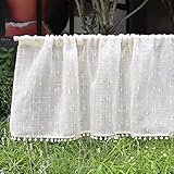 choicehot Beige Voile Kurzvorhang Quaste aus Wattebausch Bistrogardine...