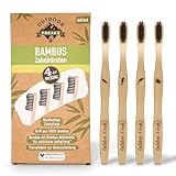 4er Pack Bambus Zahnbürste mit reinem Bambus-Holz ✮ vegan ✮ biologisch abbaubar ✮...
