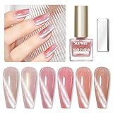 SUPWEE Cat Eye Nagellack Set, 6 Farben Schnelltrocknend Glitzer Katzenauge...