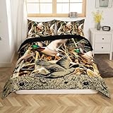 Loussiesd Camo Mallard Ente Bettbezug Landhaus Bettwäsche Set 135x200cm für Kinder...