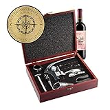 AMAVEL Sommelier Set mit 10 Wein-Accessoires, Geschenkbox aus Holz mit Plakette...