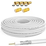 HB-DIGITAL 10m Koaxialkabel HQ-135 Antennenkabel 130dB SAT Kabel 8K 4K UHD 4-Fach...