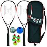 Merkan Speed-Badminton Set, 2 handliche Aluminiumschläger, Länge 58,9 cm, ideal geeignet...