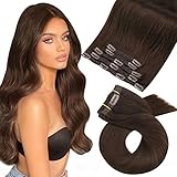 Moresoo Clip in Extensions Echthaar Haarverlängerung Dunkelbraun Menschliches...