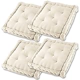 Gräfenstayn® 4er-Set Sitzkissen Stuhlkissen 40x40x8cm für Indoor und Outdoor aus 100%...