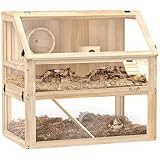 PawHut Hamsterkäfig aus Holz 3 Etagen Nagerkäfig Kleintierkäfig mit...