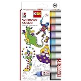 Marabu 0306000000100 - Kids Window Color Set mit 10 x 25 ml Farbe und Malvorlage A4 mit 18...