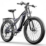 Shengmilo E Bike Herren Elektrofahrrad 26 Zoll Fully E-Mountainbike - 48V 17.5AH Akku 7...