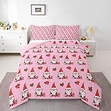 Homemissing Rosa Weihnachten Kinder Bettdecke 135x200cm Lustige GNOME Steppbett Weihnachts...