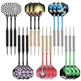 CyeeLife Dartpfeile mit Metallspitze,18 Stück Profi Steeldarts,Steel Darts Set mit Schaft...