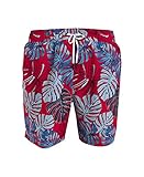 Tommy Hilfiger Herren Badehose mit UV-Schutz, bedruckt, 17,8 cm, Apple Red, M