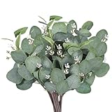 YYTOL Künstliche Eukalyptus Deko 12 Stück Künstlicher Eukalyptus Pflanzen Bulk Zweige...