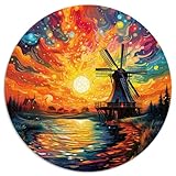 1000-teiliges Puzzle, Kinderdijk, farbenfrohes rundes Kinderpuzzle für Erwachsene und...