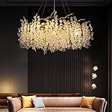 ZXDTVFGN Moderne Pendelleuchte, Luxus Kristall Kronleuchter Regentropfen Design Messing...