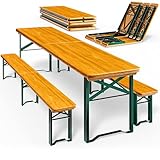 Casaria® Bierzeltgarnitur 220 cm Klappbar Stabil 3 Teilig 2X Bierbank 1x...
