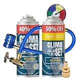 ClimaSet 1x 3in1 + 1x R1234yf Kältemittel Ersatzgas - Kühlmittel Klima Auto mit Klima...