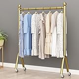 Robuster Roll-Kleiderständer aus Metall mit Rollen für Boutique-Display, goldfarbener...