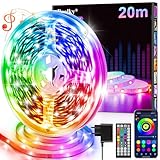 LED Strip Streifen 20m mit Fernbedienung & App & Musik Sync, RGB Lichterkette Dimmbar...