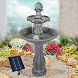 Solar Gartenbrunnen Brunnen Solarbrunnen Zierbrunnen Vogelbad Wasserfall Gartenleuchte...