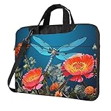 Laptoptasche mit Libellen- und Blumendruck, große Kapazität, Umhängetasche,...