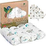 Tabalino® kuschelweiche Bambus Mullwindeln Spucktücher, 4 Mulltücher 80x80cm...