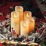 CCLIFE LED Kerzen Echtwachs 5er Set mit Fernbedienung Timer Funktion Echtwachs flammenlose...