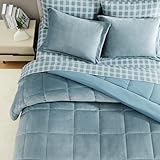 AMBERSPACE Plush King Size Tröster-Set, 7-teilig, hellblaues...