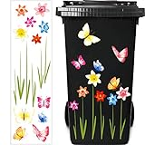 Outus Mülleimer Blumen Aufkleber Wetterfest Eimer Dekorative Aufkleber Mülltonnen Blumen...