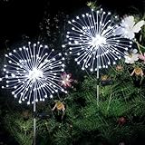 XIHAMA Solar-Feuerwerk-Lichter für den Garten, 2 Stück, 200 LEDs, 8 Beleuchtungsmodi,...