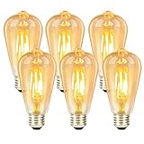 GBLY 6 Stück E27 LED Glühbirne Leuchtmittel: Vintage Lampe ST64 Edison Birne...