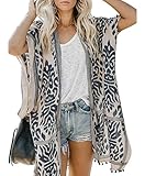 Damen Kimono Cardigan Strand Sommer, Loose Lange Boho Bikini Cover Up, Oversized Mode...