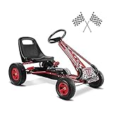 GOPLUS Gokart ab 3-8 Jahre, Kinderfahrzeug mit Verstellbarem Sitz, Tretauto aus...