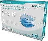 EUROPAPA® Blau Medizinisch Type IIR Norm EN14683 TÜV CE zertifizierte Mundschutzmasken...
