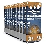 ANSMANN Hörgerätebatterien Typ 312 braun P312 ZL3 PR41, 60 Stück, Zink-Luft 1,4V,...