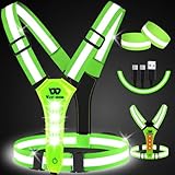 West Biking Warnweste Fahrrad Led Reflektorband Laufweste, USB aufladbar...