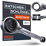 PRESCH Doppel Ratschenschlüssel 8 10 12 13 mm - Umschaltbare Ratschenfunktion -...