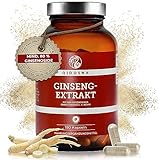 QIDOSHA® Ginseng Kapseln hochdosiert mit 80% Ginsenosiden, 180 Kapseln im Apothekerglas,...