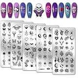 PH PandaHall 5pcs Schädel Nagel Stamping Plates Gothic Styles Nägel Kunst Schablonen...