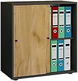 VCM Büroschrank mit 2 Fächern | moderner Aktenschrank mit Schiebetüren |...