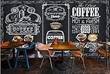 Kreidetafel-Café 3D Tapete Poster Restaurant Schlafzimmer Wohnzimmer Sofa TV Dekorative...