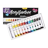 Ideen mit Herz Acrylfarben-Set mit 12 Tuben à 12 ml, 12 Farben, Studio-Qualität |...