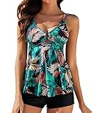 Genfien Damen Zweiteilig Badeanzug Push up Bademoden Bauchweg Tankini Set High Waist...